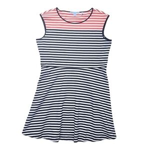 Draper James Dress Ponte A-line Navy and Coral Stripe Sleeveless sz XL